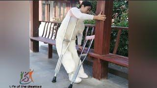 The life of a disabled woman suffering from polio walking on crutches #polio