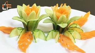 How To Make Cucumber Flower Carving Garnish | Lavy Fuity