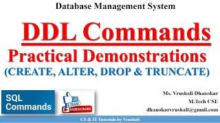 DBMS 11: DDL Commands with Practical Demo | DBMS / SQL Tutorial for Beginners