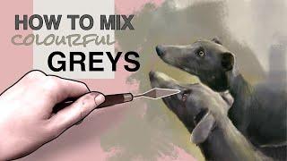 How To Mix COLOURFUL GREYS in oils Using Complementary Colours Plus White. Colour Mixing Tutorial.