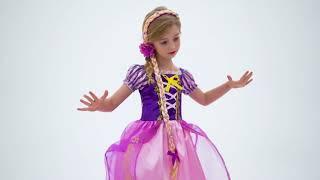 AmzBarley Girls Princess Costume Outfits Christmas Cosplay Birthday Party Dress Up Puff Sleeve Dress