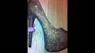 Gold / Taupe Crystal Diamonte / Diamante / Diamond Heels Bling