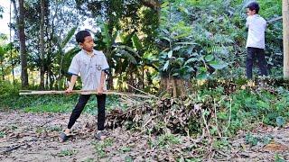 Housekeeping skills of an orphan boy waiting for his mother to come home.