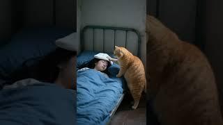 猫眯主人生病晕倒，看看胖橘猫怎么照顾主人吧 #AI #萌宠