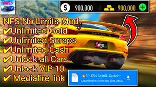 NFS No limits Mod Apk + Script Vip Unlimited Gold, Cash, Scraps Etc.