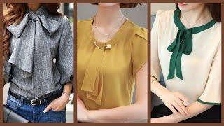 Tie knot neck designs for casual wear tunic tops