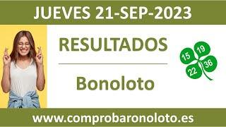 Resultado del sorteo Bonoloto del jueves 21 de septiembre de 2023