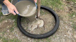 Artwork from Cement and Tires // DIY Coffee Table and Chairs For Your Garden