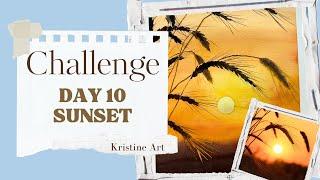 Landscape Challenge Day 10  FULL TUTORIAL  Sunset watercolor painting