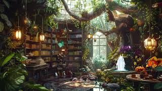 Magic Bookstore w Exotic Plant Shop | Enchanting Fairy Music & Nature for Reading, Studying, Writing