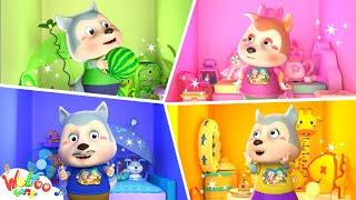 Wolfoo Family play Four Colors Playhouse Challenge  Funny Stories For Kids | Wolfoo Kids Songs