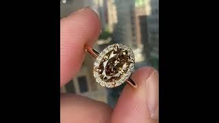 Emilia 1.12ct Natural Oval Champagne Diamond Engagement Ring #engagementring