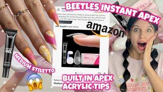 TRYING BEETLES MEDIUM STILETTO TIPEX INSTANT APEX SCULPTED ACRYLIC FULL COVER NAIL TIPS & GEL KIT