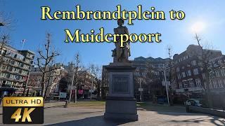  Amsterdam from Rembrandtplein to Muiderpoort  - beautiful spring day walking tour in 4K 60fps