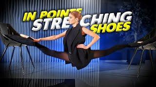 Ballerina does splits on chairs. Stretching in pointe shoes. Contortion. Flexshow