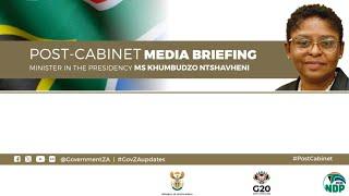 Minister Ntshavheni briefs members of the media on outcomes of the Cabinet held on 11, June 2025.