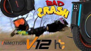 INMOTION V12 HT CRASH: Full Speed Electric Unicycle Wipeout (Wear Your Gear) Leatt Dual Axis Test