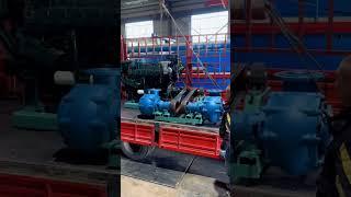 Diesel engine driven sand dredge pump with pulley belt for sand dredging project.