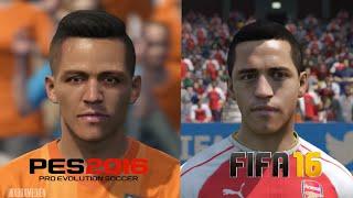 PES 2016 vs FIFA 16 Arsenal Player Faces Comparison