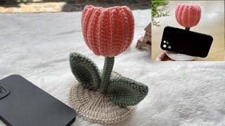 CROCHET TULIP : How to Crochet Tulip Phone Holder | Tulip Phone Stand  