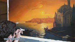 Art Reproduction (Aivazovsky - View of Constantinople by Moonlight) Hand-Painted Step by Step