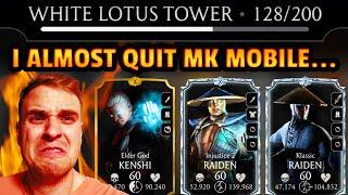 MK Mobile. Fatal White Lotus Tower Battle 128 ALMOST MADE ME QUIT THE GAME. This Strategy Works!