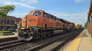 2 BNSF Manifest trains meet at La Grange IL 10/5/2024