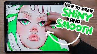 How I Make My Drawings Look SHINY and SMOOTH! (Procreate Digital Art Tutorial)