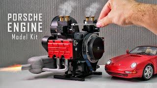 Building of a Porsche Engine. Assembling and Starting Flat-four Engine Model Kit