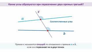 Углы, образованные при пересечении двух прямых секущей