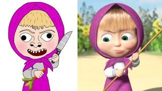 Masha and The Bear - Bon Appetit Drawing Memes video | Funny Masha and The Bear Cartoon