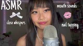 ASMR close whispers,mouth sounds,nail tapping ౨ৎ