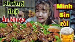 Nướng Thịt Ăn Khuya Làm Lon Bia Tâm Sự| Huỳnh Như Vlogs