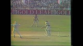 Wasim Akram Uproots the off stump of Carlisle Best. Faisalabad 1990