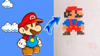 Рисуем Марио по клеточкам/ draw super mario/ супер марио рисуем/ как нарисовать Марио