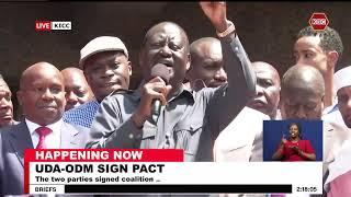 UDA-ODM sign pact : Raila ; Tumeweka sahihi  mkataba wa kuleta maelewano wa kuleta amani