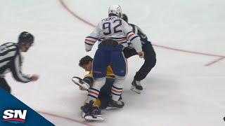 Oilers' Vasily Podkolzin Drops Jeremy Lauzon With Three BOMBS