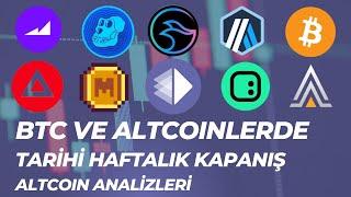 BITCOIN'DE TARIHI HAFTALIK KAPANIŞ I ACE ,APE ,ARB , ARKM , XAI, MANTA, ALT, MEME, MAV, JUP ANALİZİ