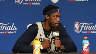 Pascal Siakam speaks to media before Game 6 of NBA Finals