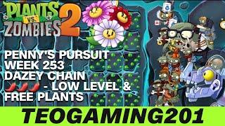 PvZ 2 | Penny's Pursuit | Week 253 Dazey Chain | Level 1-5 & Zomboss |  (LOW LEVEL)