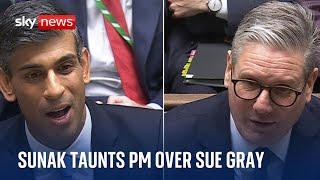 Sunak taunts Starmer over Sue Gray at Prime Minster's Questions