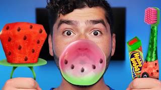 DIY Watermelon GUM vs Hubba Bubba Toothbrush !?