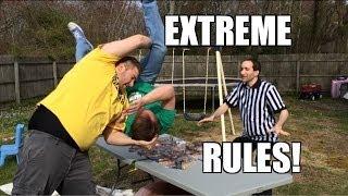 Grim's Toy Show ep 831: EXTREME RULES backyard hardcore match! WWE Mattel Wrestling Figures Pics