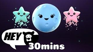 Hey Bear Sensory - Mindful Moon and Sleepy Stars - 30 minutes - Bedtime Video