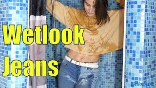 Wetlook jeans | Wetlook jeans jacket | Wetlook girl in Shower and Pool
