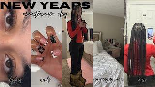 New Years Maintenance Vlog| (hair, nails, lashes, rearranging room, toes etc)