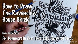 How To Draw the Ravenclaw Coat of Arms Hogwarts School House Shield from Harry Potter