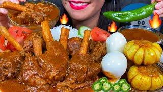 ASMR SPICY MUTTON CURRY, GARLIC CURRY, EGGS, BASMATI RICE MASSIVE Eating Sounds