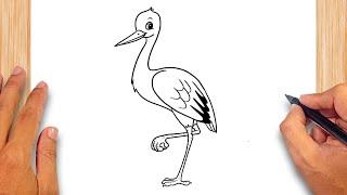 How to draw Stork