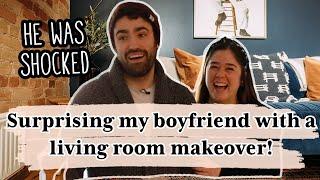 EXTREME LIVING ROOM MAKEOVER! | Mid-Century Modern + Industrial Style For My Boyfriend